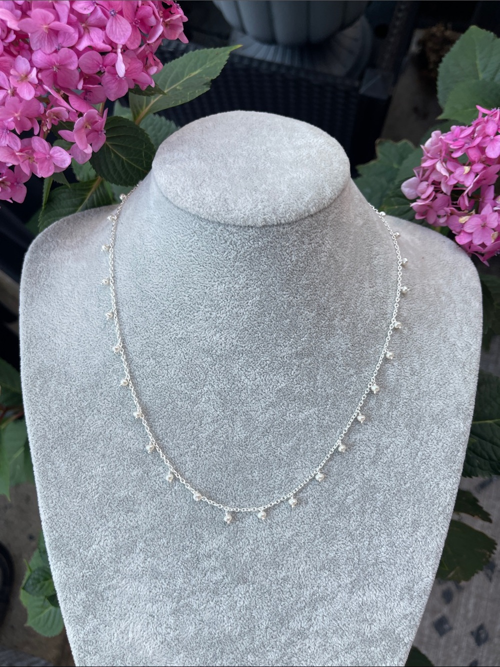 Delicate Silver & Pearl Necklace